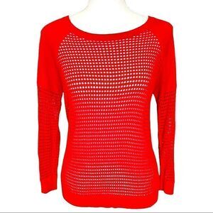 EXPRESS Red Open Knit Mesh Long Sleeves SMALL